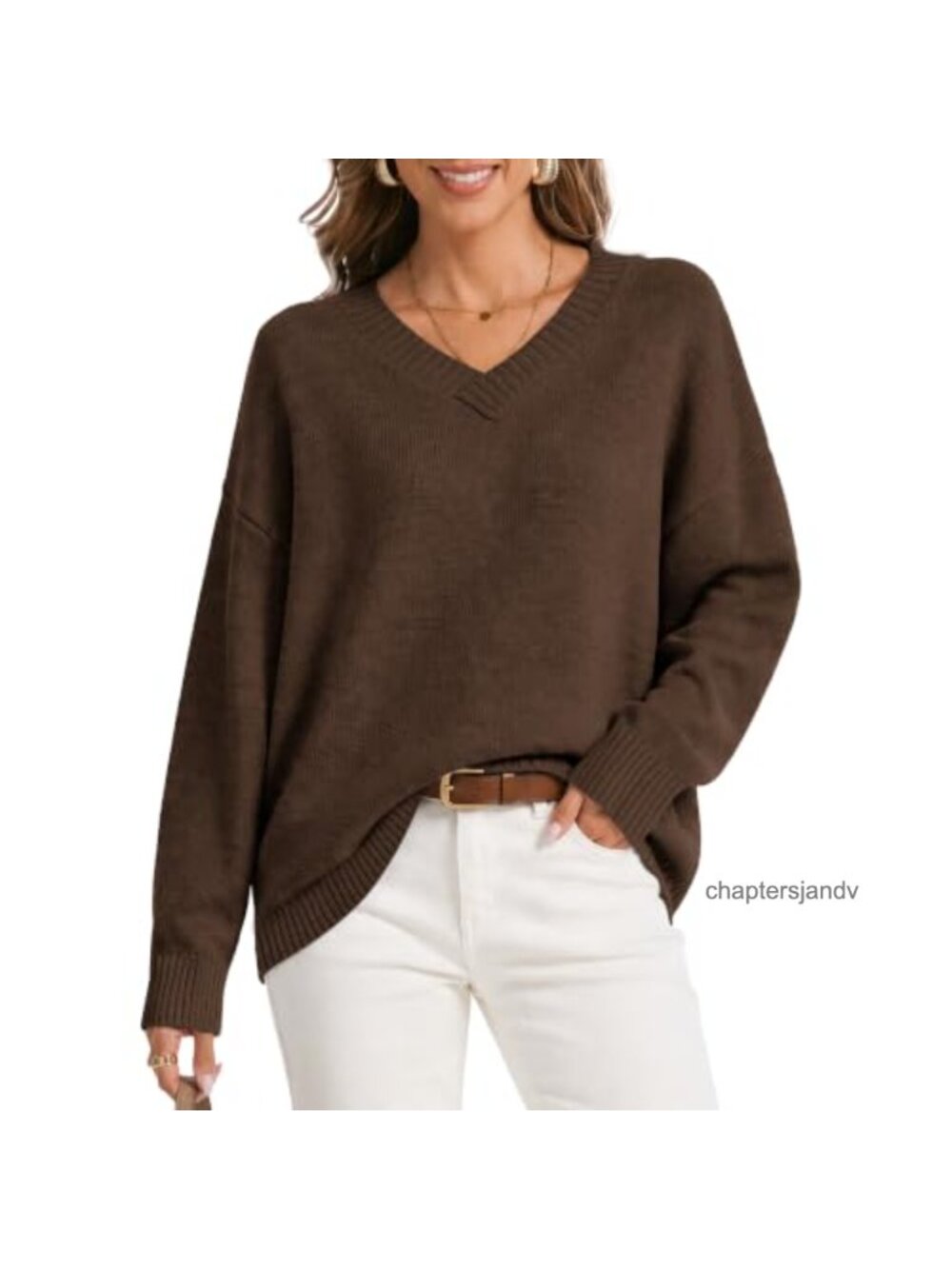 Oversized Cashmere Blend V Neck Cozy Knit Pullover Sweater